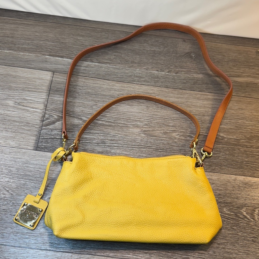 Valentina Yellow Leather Shoulder Bag